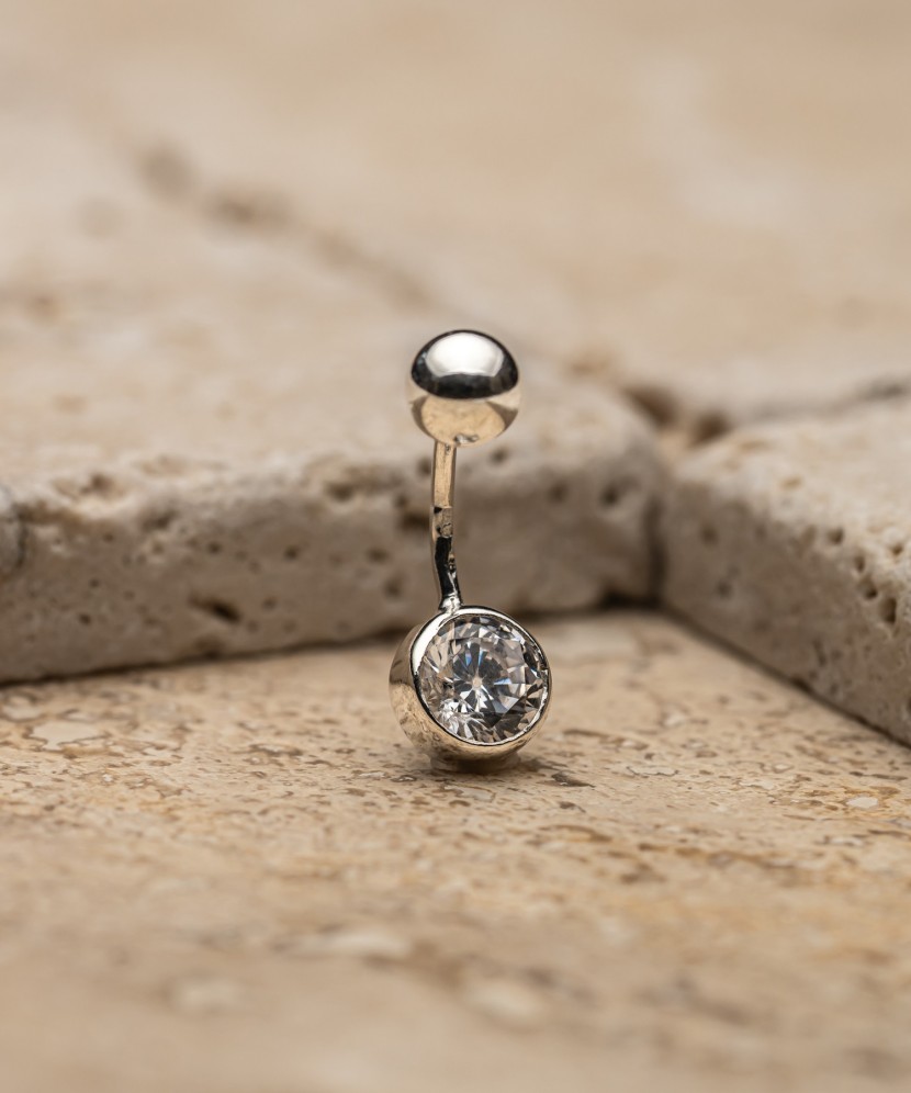Sterling silver Belly Button Ring with zirconium