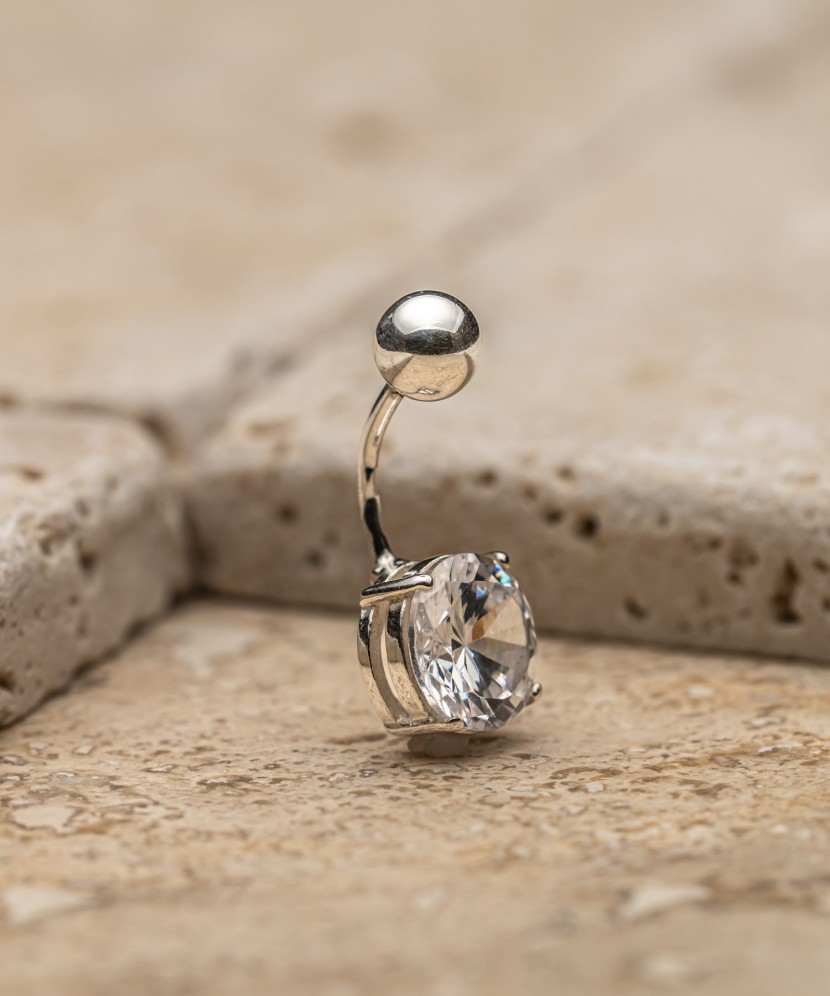 Sterling silver Belly Button Ring with zirconium