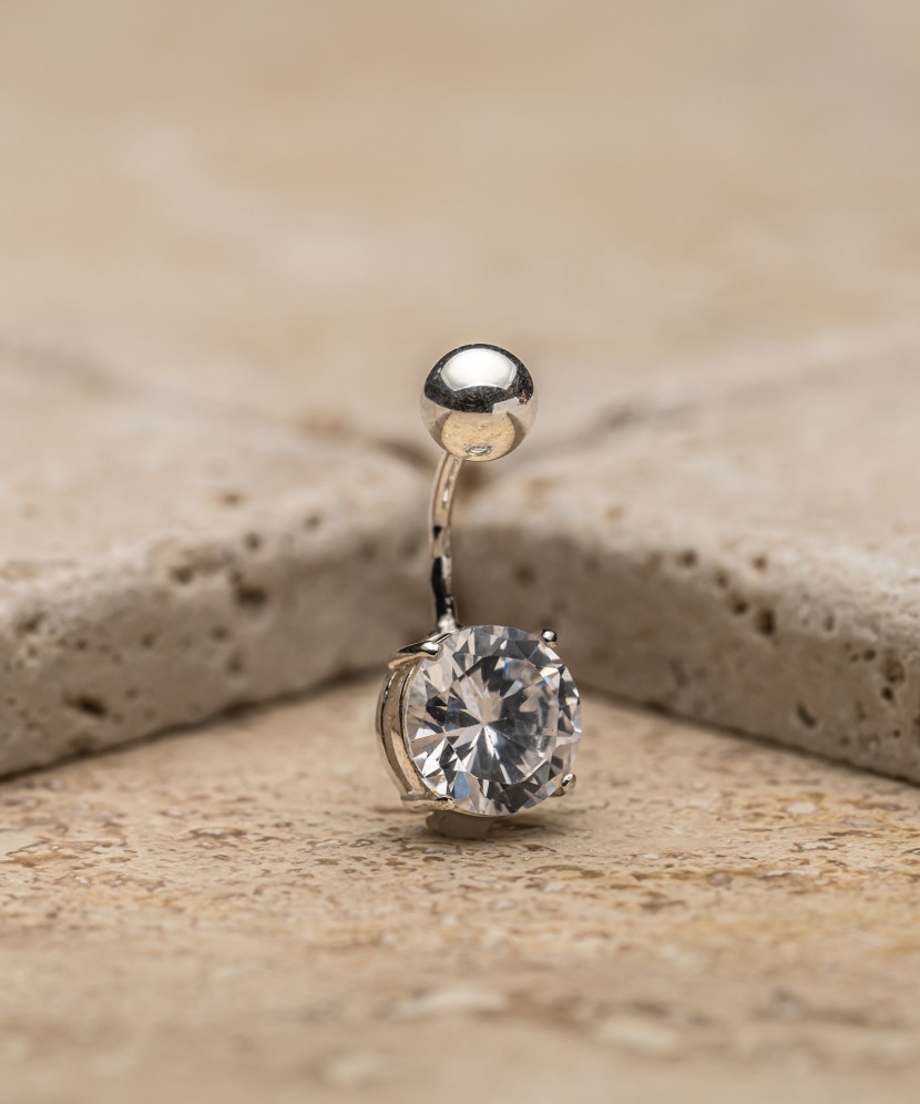 Sterling silver Belly Button Ring with zirconium