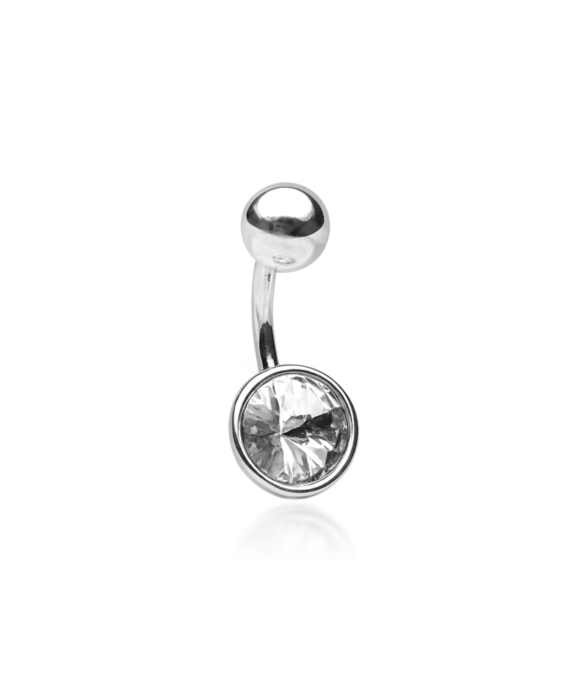Sterling silver Belly Button Ring with crystal