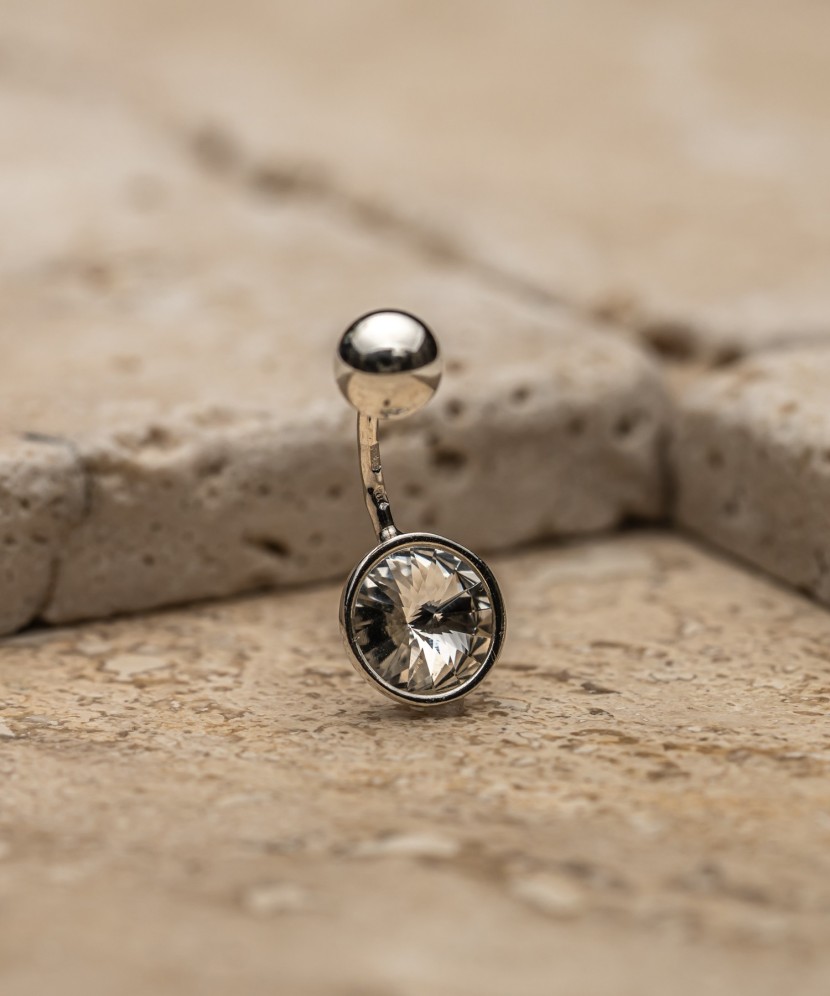 Sterling silver Belly Button Ring with crystal