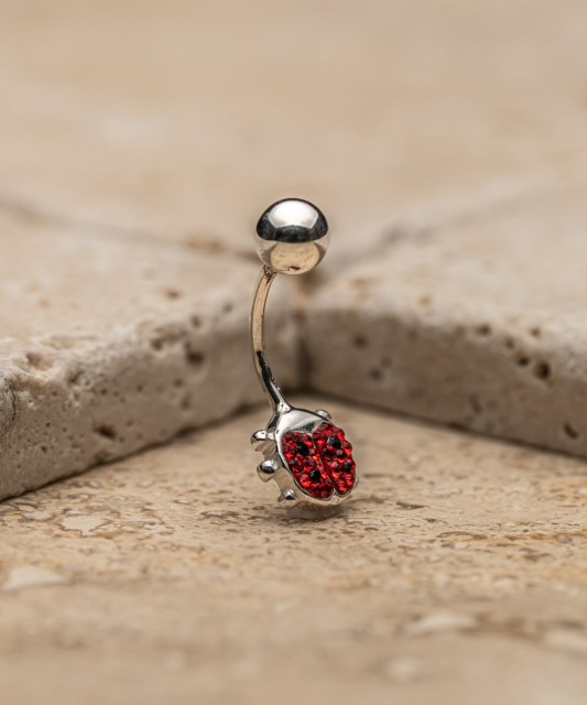 Sterling silver Belly Button Ring with crystal "Ladybug"