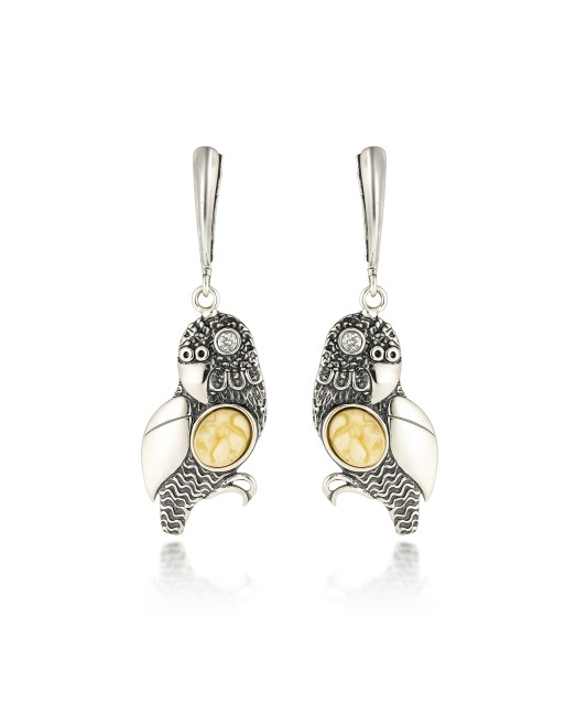 Sterling silver earrings with amber