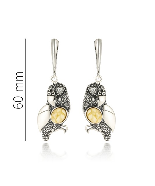 Sterling silver earrings with amber