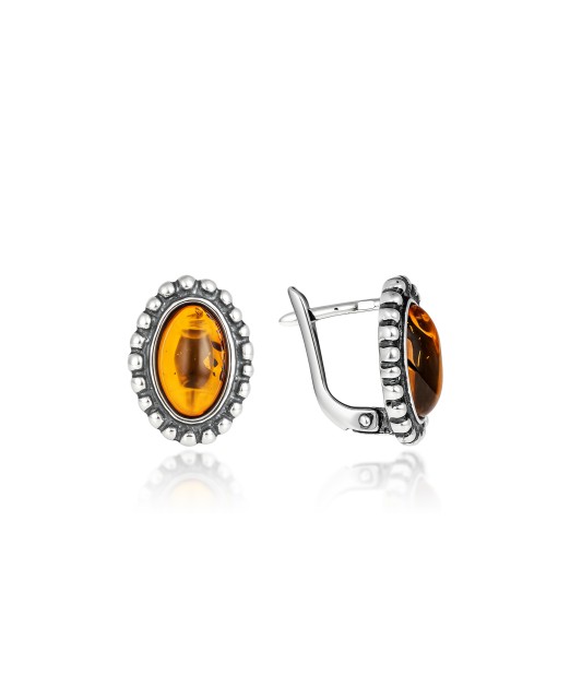 Sterling silver earrings with amber
