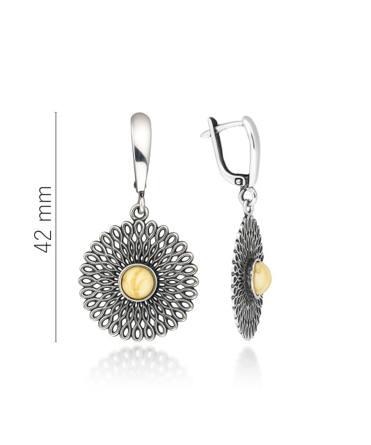 Sterling silver earrings with amber