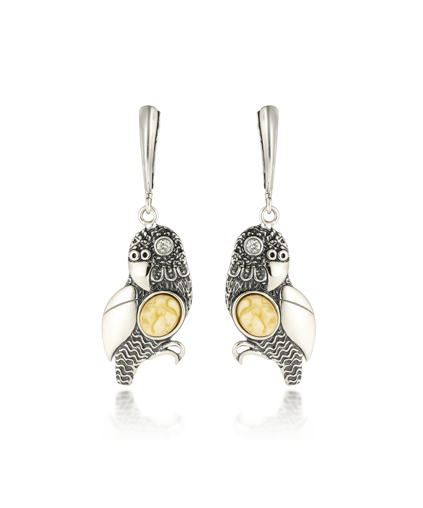 Sterling silver earrings with amber