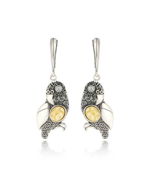 Sterling silver earrings with amber