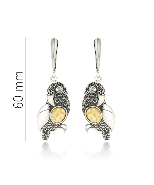 Серьги из серебра с янтарём