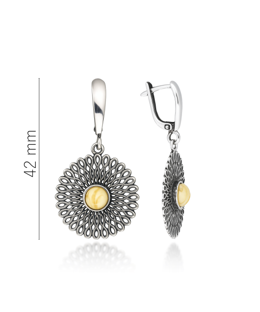 Серьги из серебра с янтарём