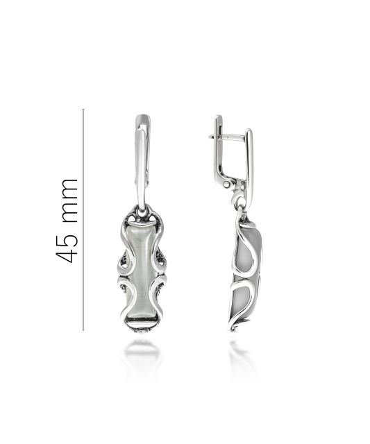 Серьги из серебра с камнем кошачий глаз