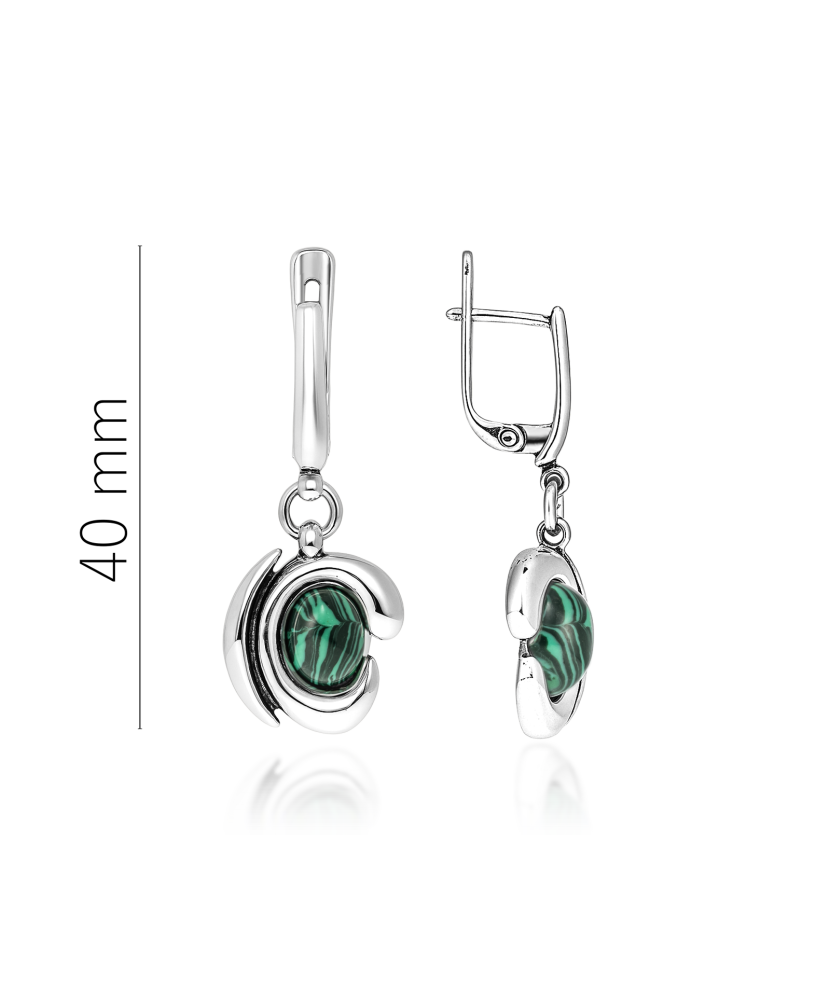 Sterling silver earrings with malachite