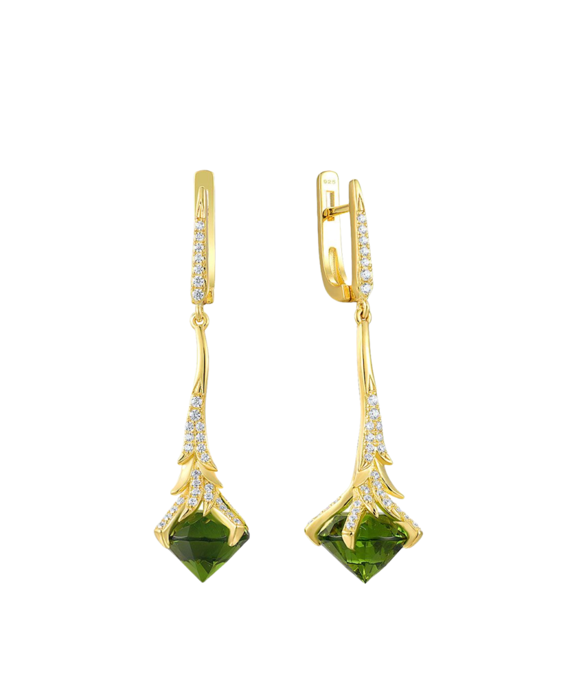 Gilded sterling silver earrings with zircons