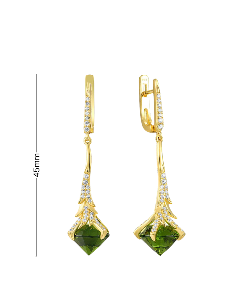 Gilded sterling silver earrings with zircons