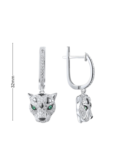 Серебряные серьги со шпинелями и цирконами