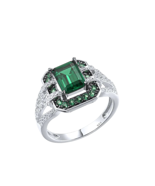 Sterling silver ring with zircons and spinels