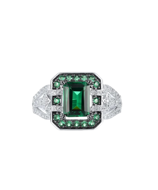 Sterling silver ring with zircons and spinels