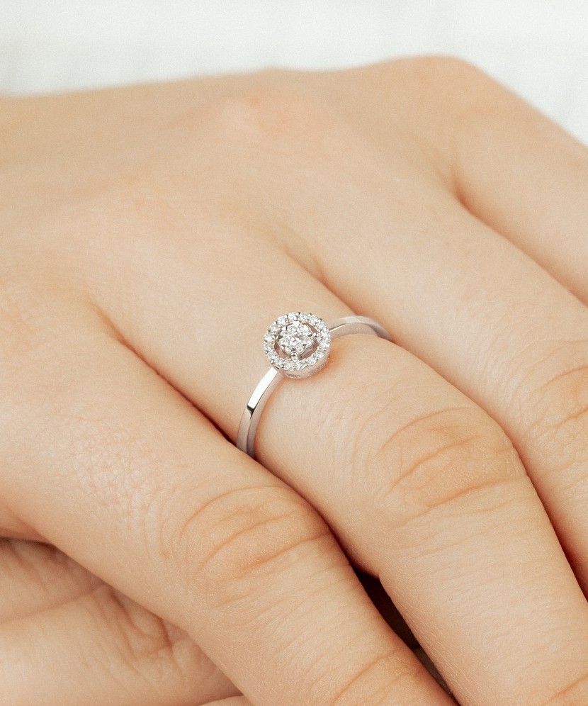 White gold ring with diamonds