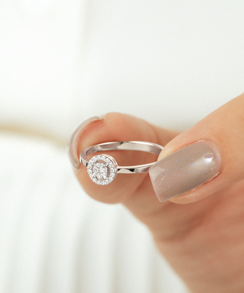 White gold ring with diamonds