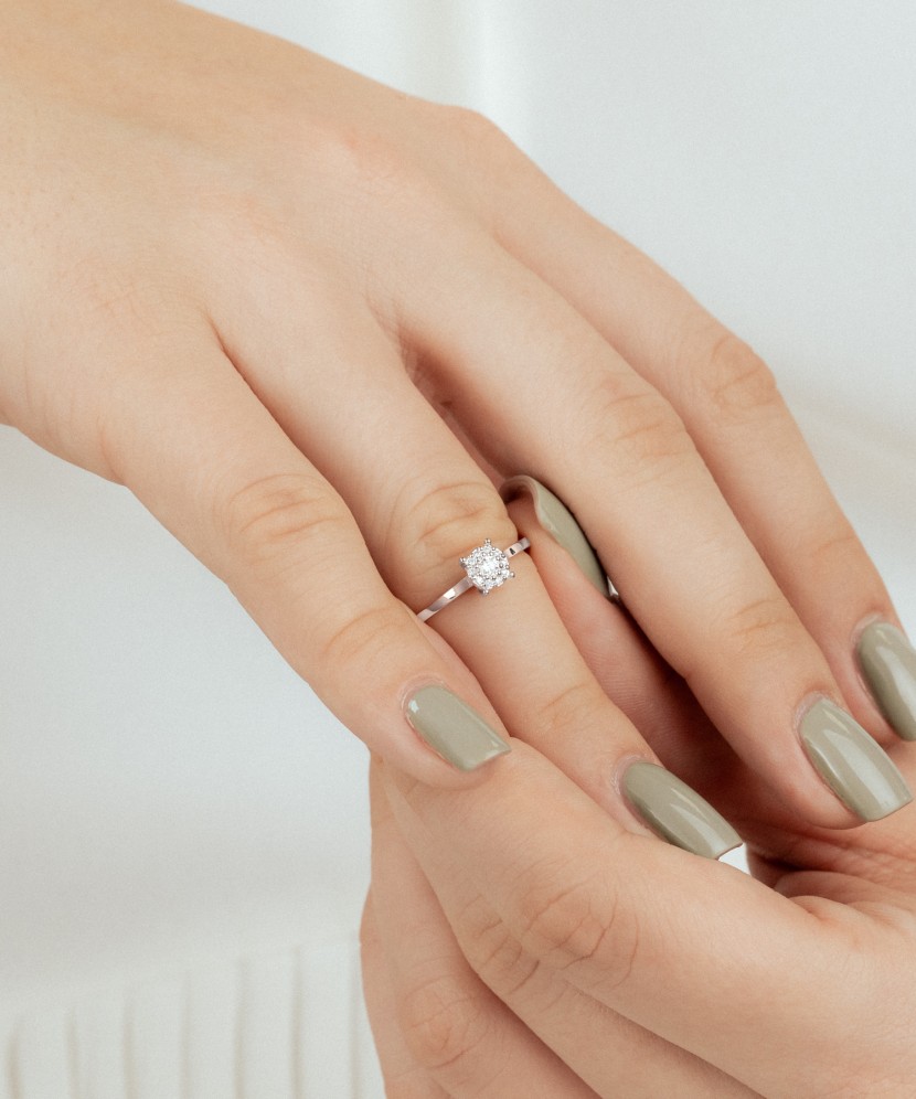 White gold ring with diamonds