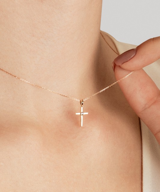 Gold pendant with diamonds "Cross"