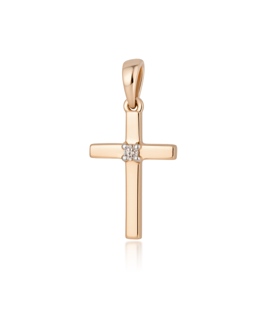 Gold pendant with diamonds "Cross"
