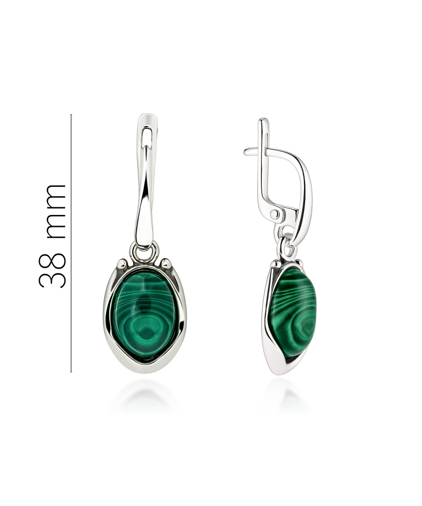 Sterling silver earrings with malachite