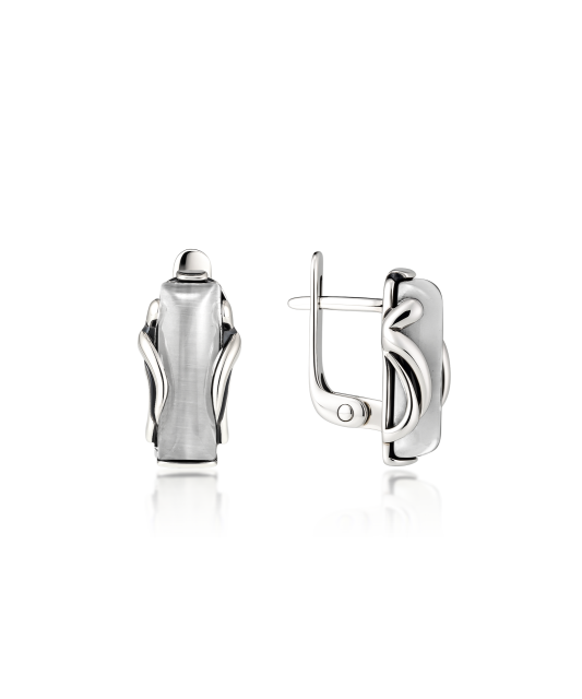 Sterling silver earrings with cats eye stone