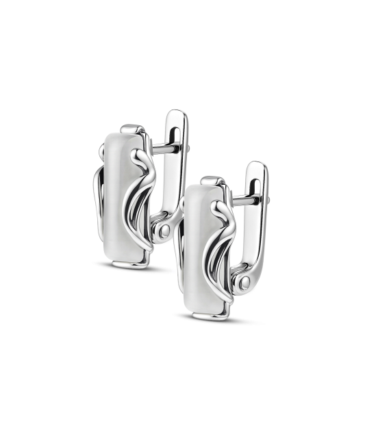 Sterling silver earrings with cats eye stone