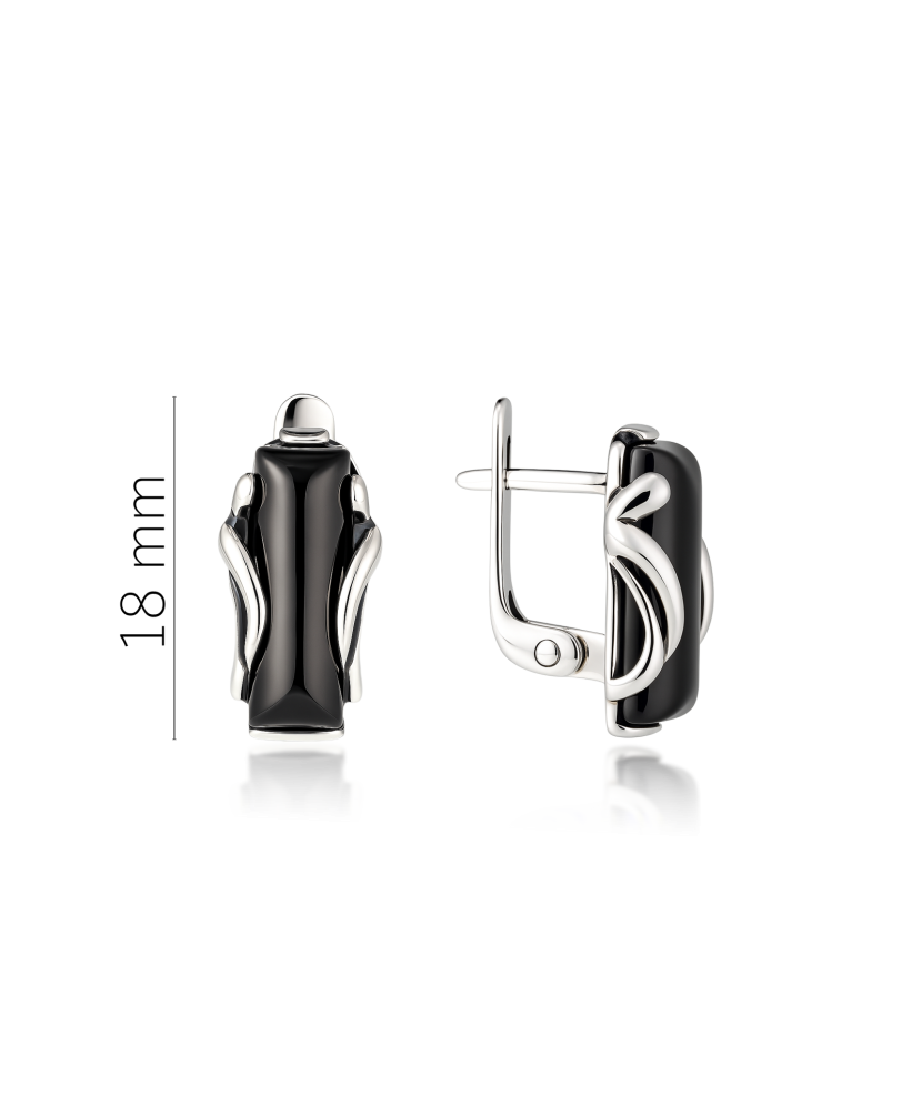 Серьги из серебра с ониксом