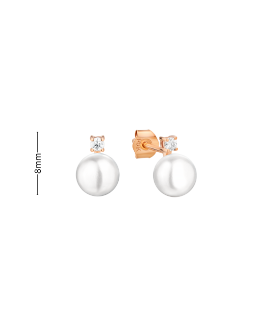 Gold earrings with pearls and zircons