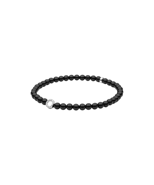 Onyx bracelet with zircons and silver