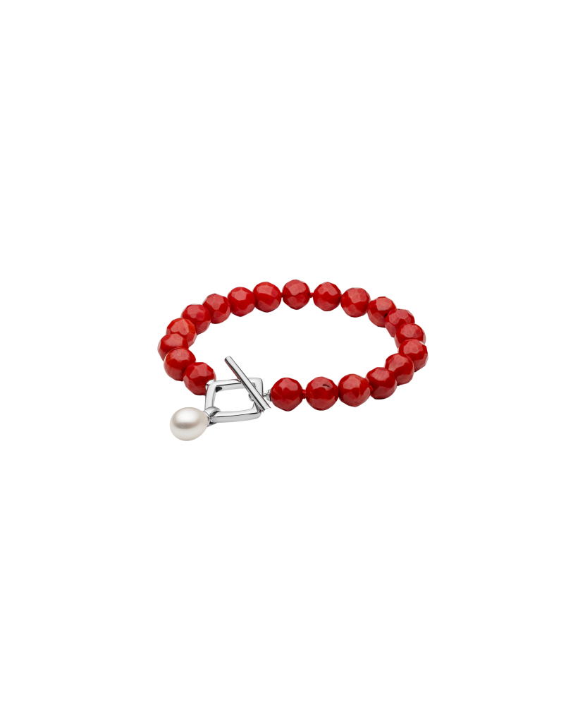 Bracelet with coral and pearl