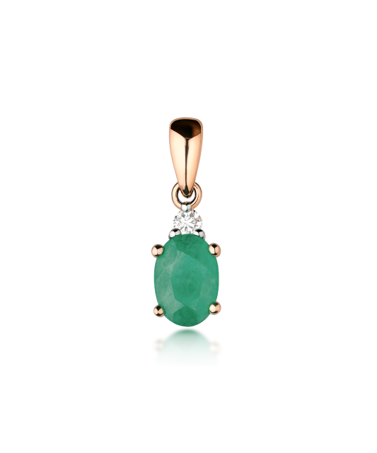 Gold pendant with emerald and diamonds