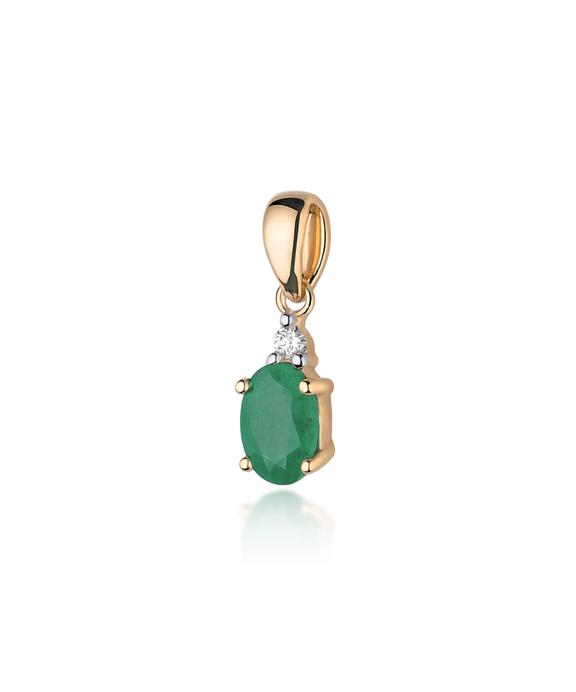Gold pendant with emerald and diamonds