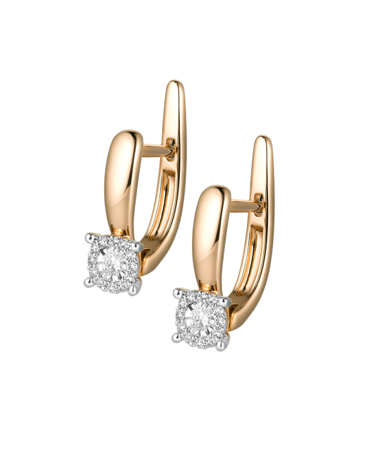 Gold earrings with diamonds
