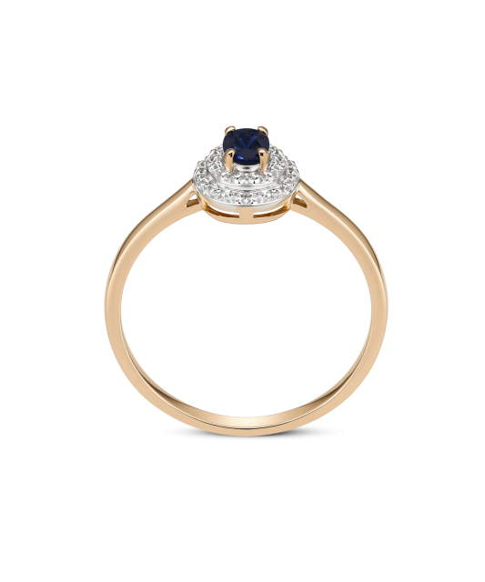 Gold ring with sapphire and diamonds