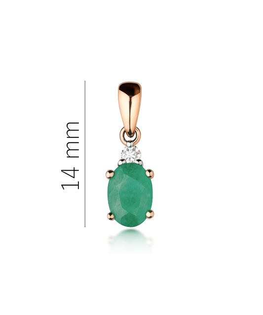 Gold pendant with emerald and diamonds