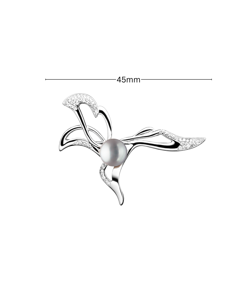 Sterling silver  brooch with pearls and zircons