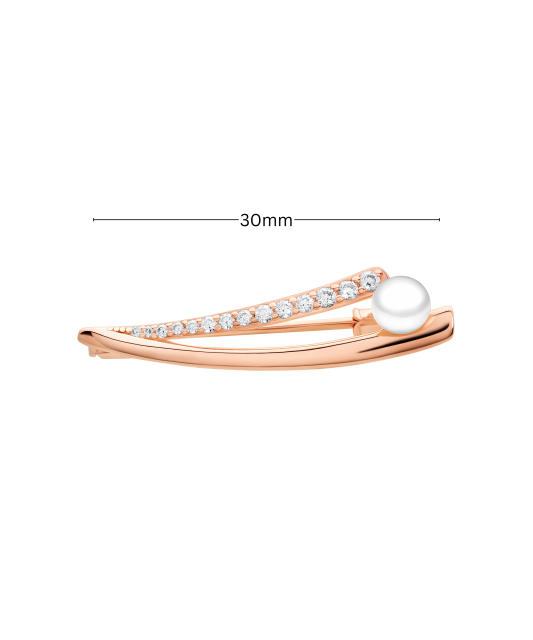 Gilded Sterling silver  brooch with pearls and zircons