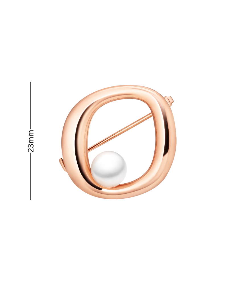 Gilded sterling silver brooch with pearl