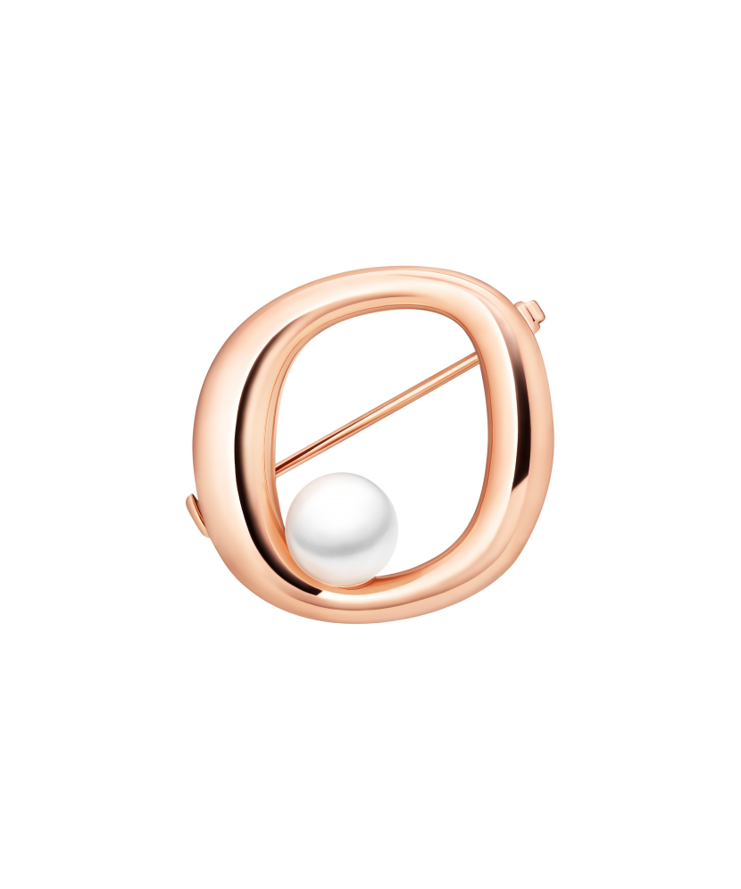 Gilded sterling silver brooch with pearl