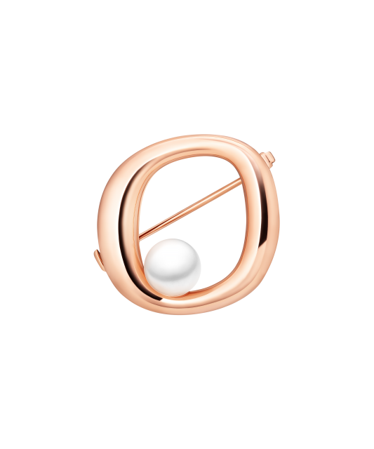 Gilded sterling silver brooch with pearl