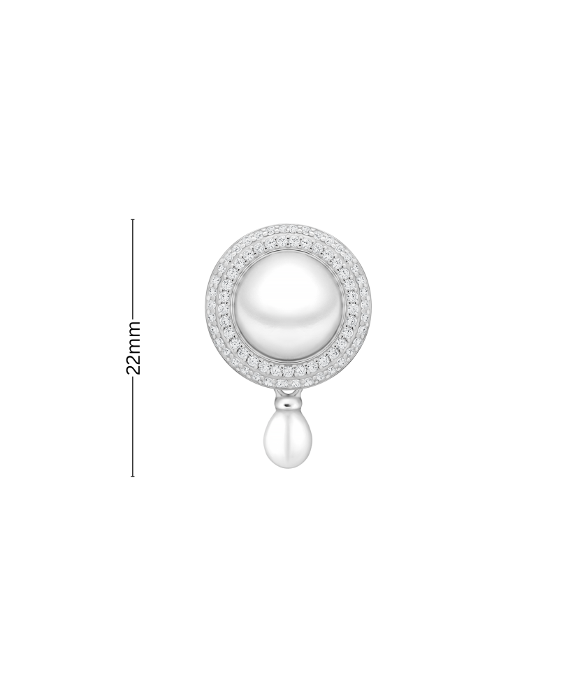 Sterling silver  brooch with pearls and zircons