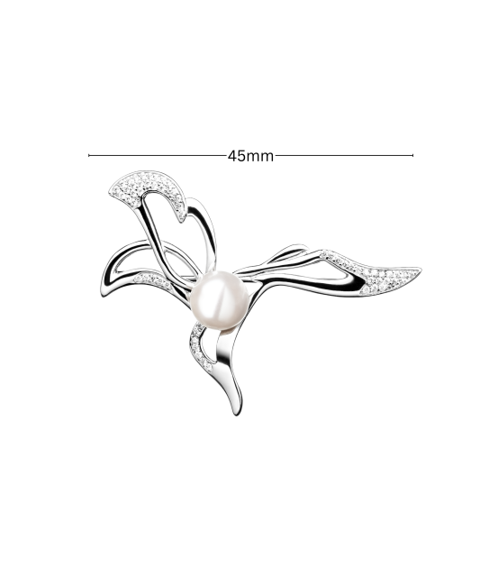 Sterling silver  brooch with pearls and zircons