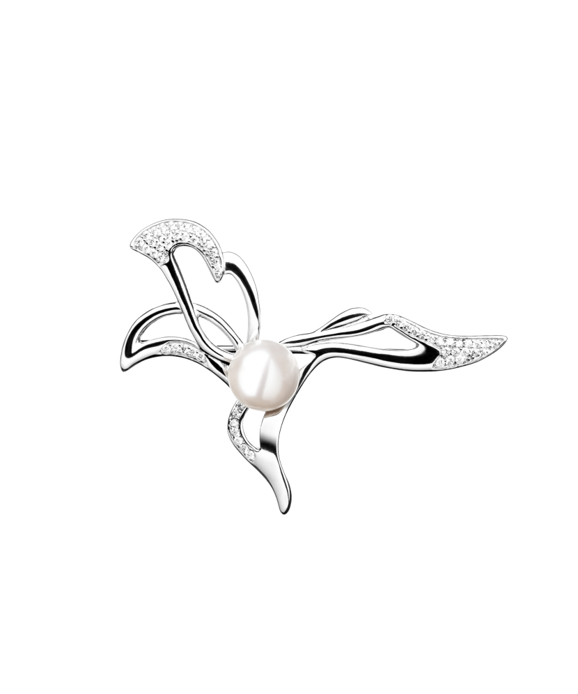 Sterling silver  brooch with pearls and zircons