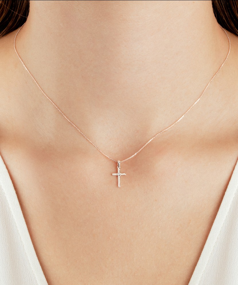 White gold pendant with diamonds "Cross"