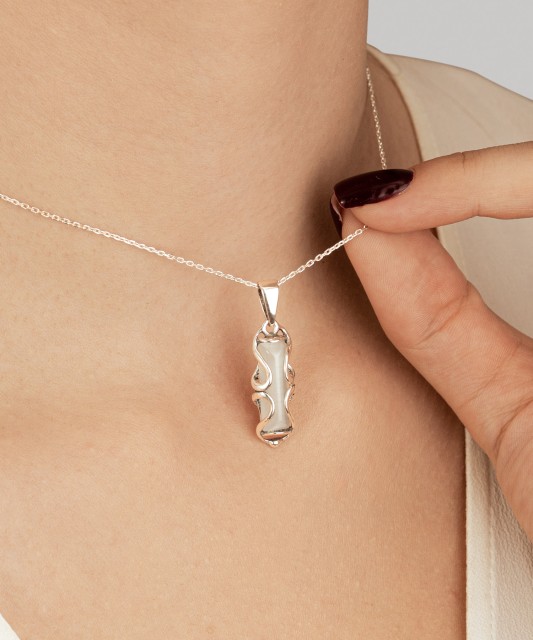 Серебряный подвеска с камнем кошачий глаз