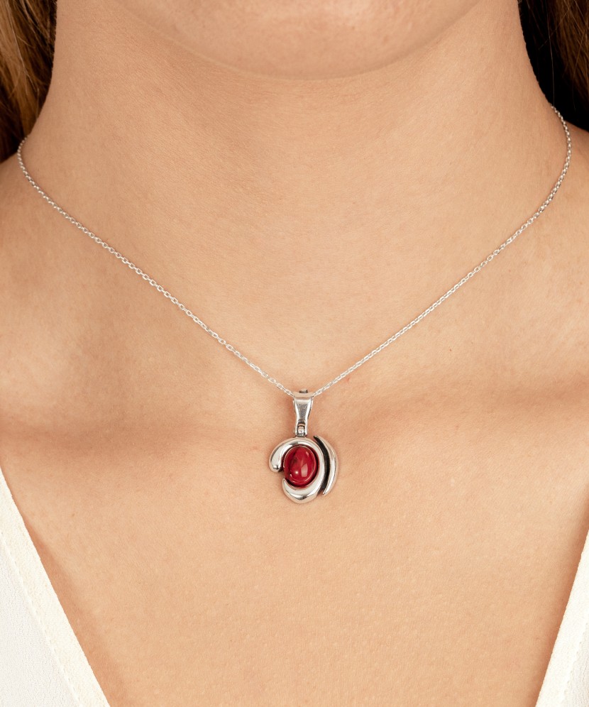 Sterling silver pendant with coral