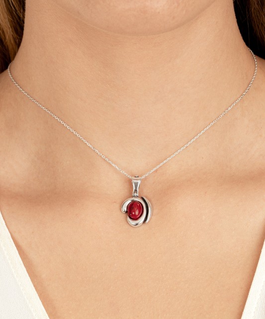 Sterling silver pendant with coral